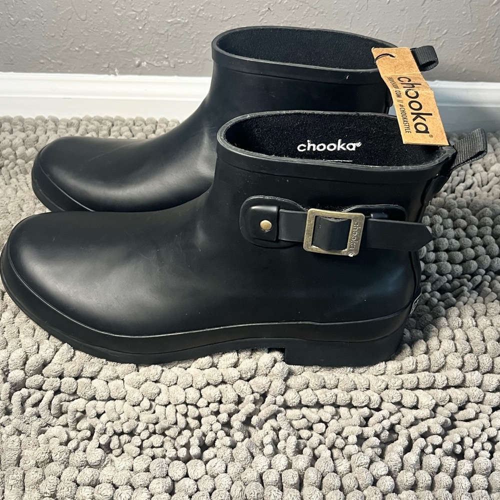 Chooka EASTLAKE ANKLE RAIN BOOTS Women’s Black Waterproof Boots